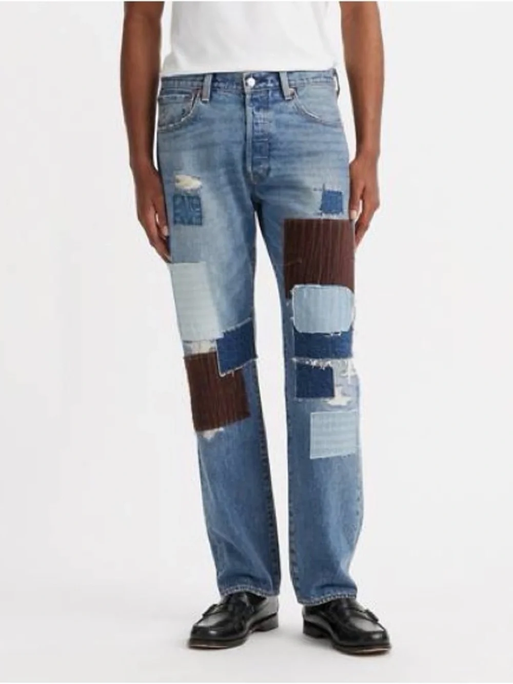 Levi's 501 Jeans Mens Size 32x30 '93 Straight Blue Premium Distressed Patchwork